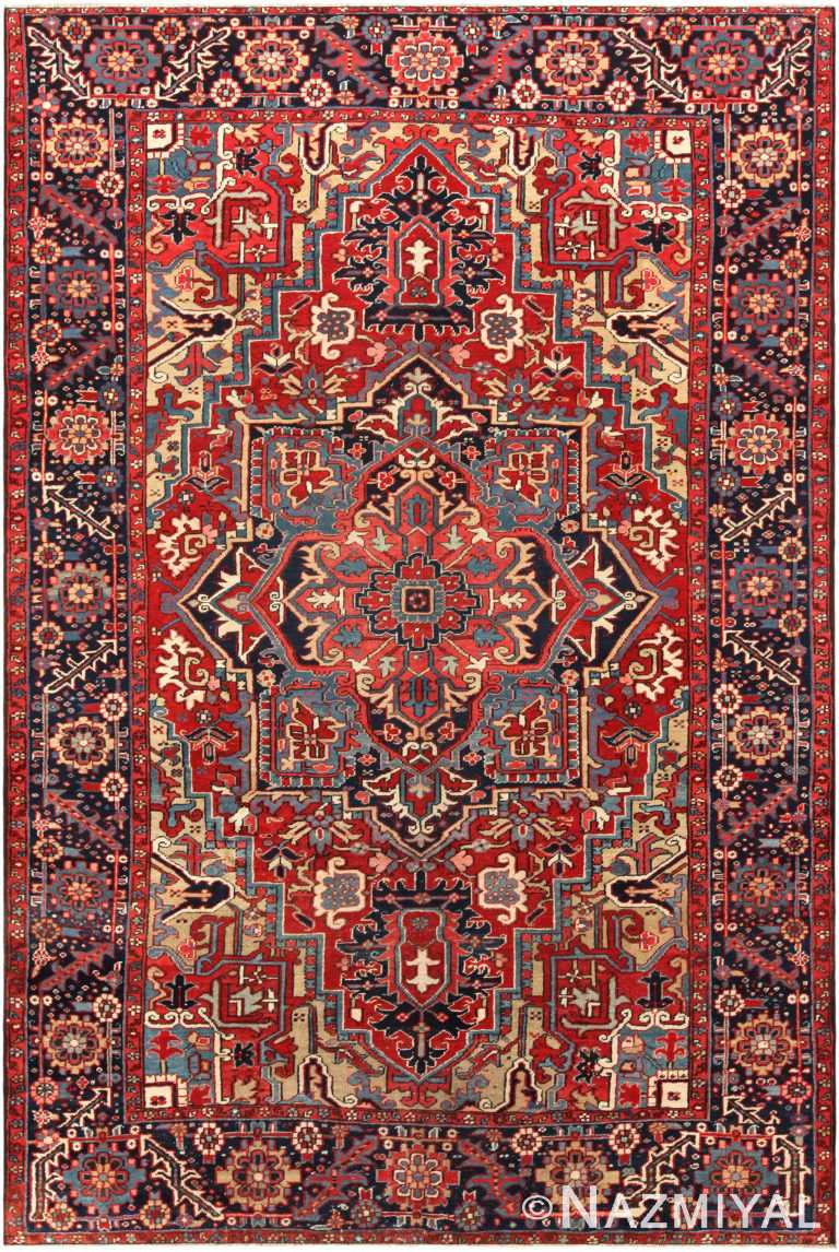 Antique Persian Heriz Area Rug 71795 by Nazmiyal Antique Rugs