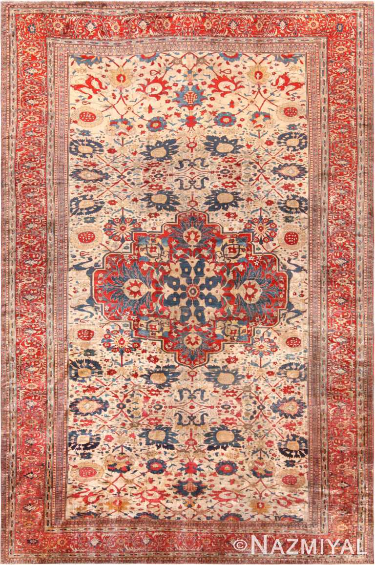 Silk Antique Persian Heriz Area Rug 71939 by Nazmiyal Antique Rugs