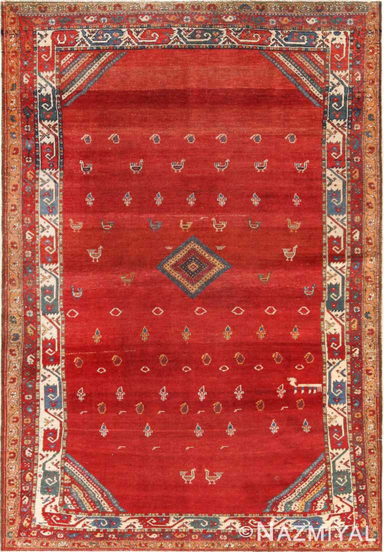 Tribal Animal Design Antique North West Persian Rug 72073 by Nazmiyal Antique Rugs