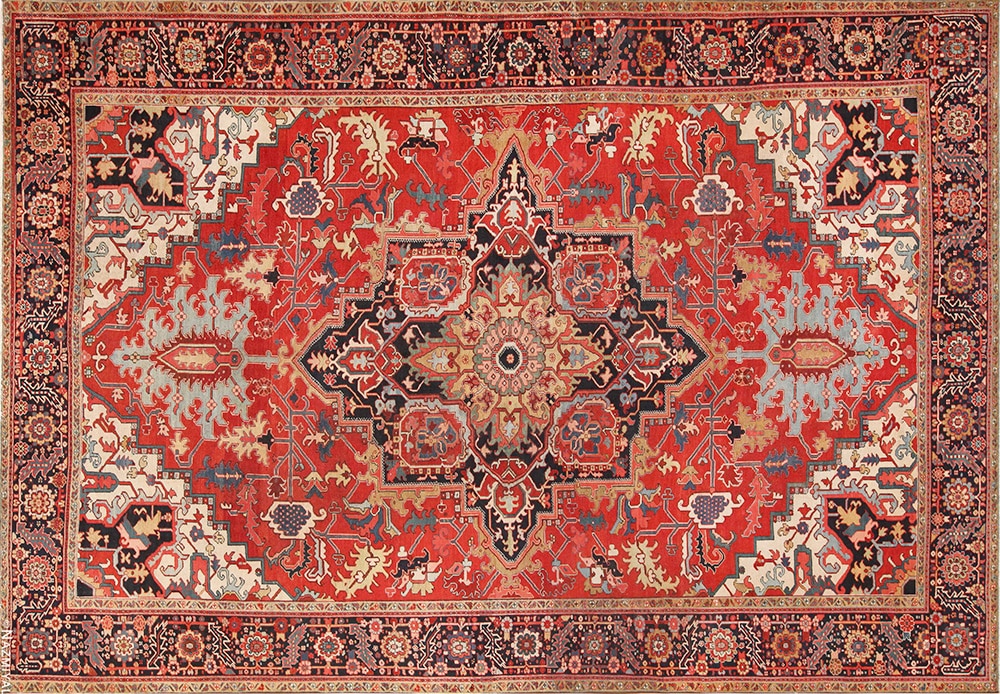 Antique Persian Heriz Rug #72039 by Nazmiyal Antique Rugs