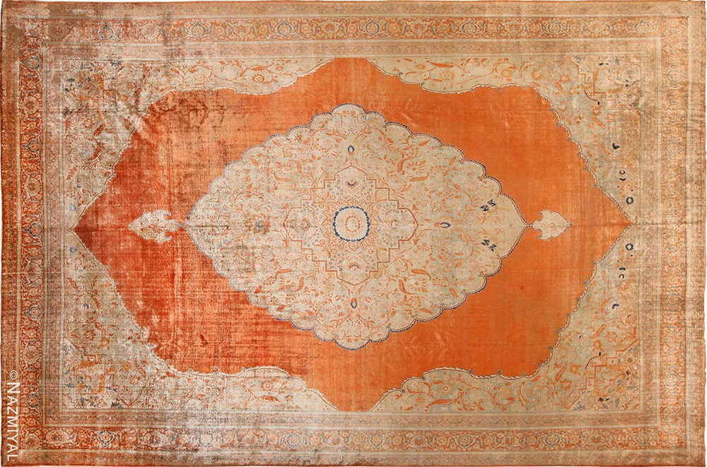 Antique Persian Silk Tabriz Haji Jalili Rug #49453 by Nazmiyal Antique Rugs