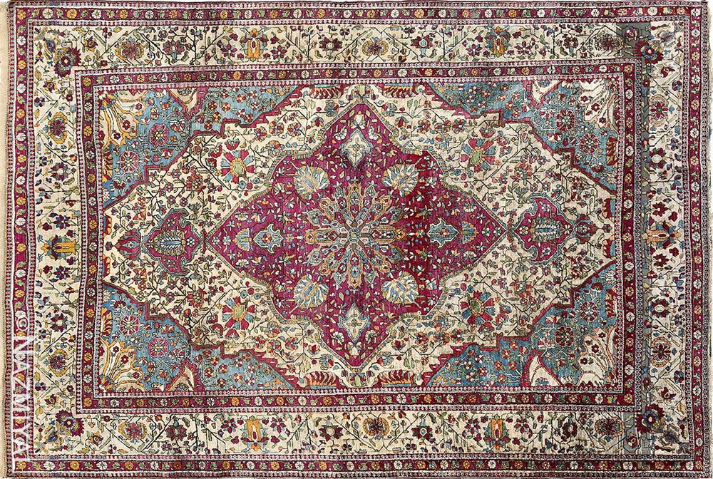 Antique Silk Persian Mohtasham Kashan Rug #51168 by Nazmiyal Antique Rugs