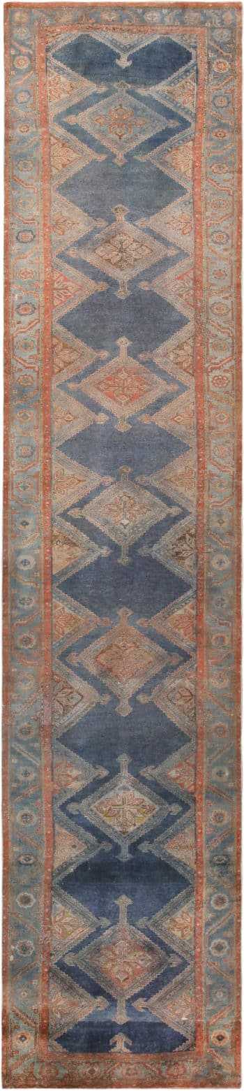 Blue Background Antique Persian Malayer Runner Rug 72053 by Nazmiyal Antique Rugs