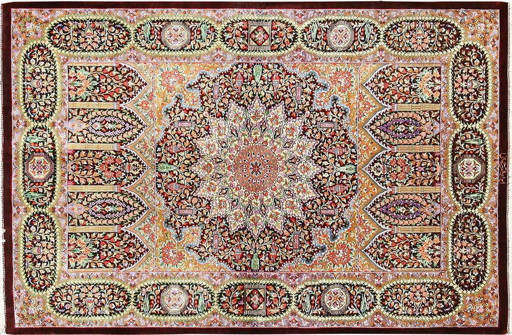 Modern Persian Silk Qum Rug #49409 by Nazmiyal Antique Rugs