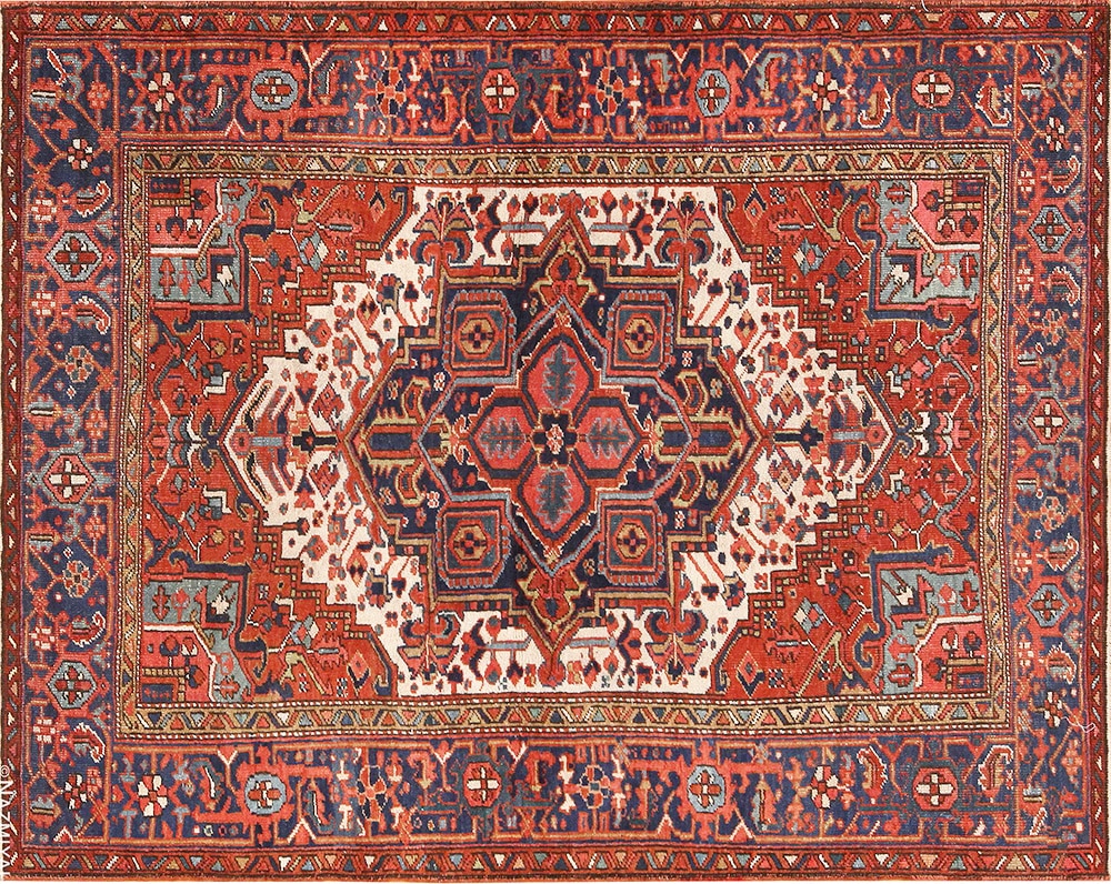 Antique Persian Heriz Rug #72037 by Nazmiyal Antique Rugs