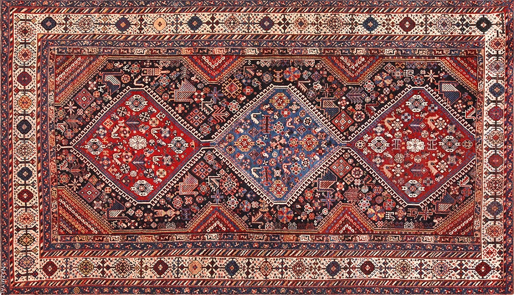 Antique Persian Qashqai Rug #72184 by Nazmiyal Antique Rugs