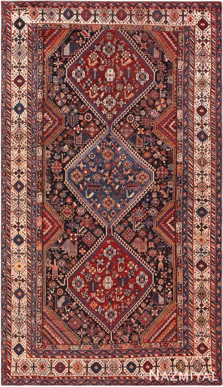Tribal Antique Persian Qashqai Rug 72184 by Nazmiyal Antique Rugs
