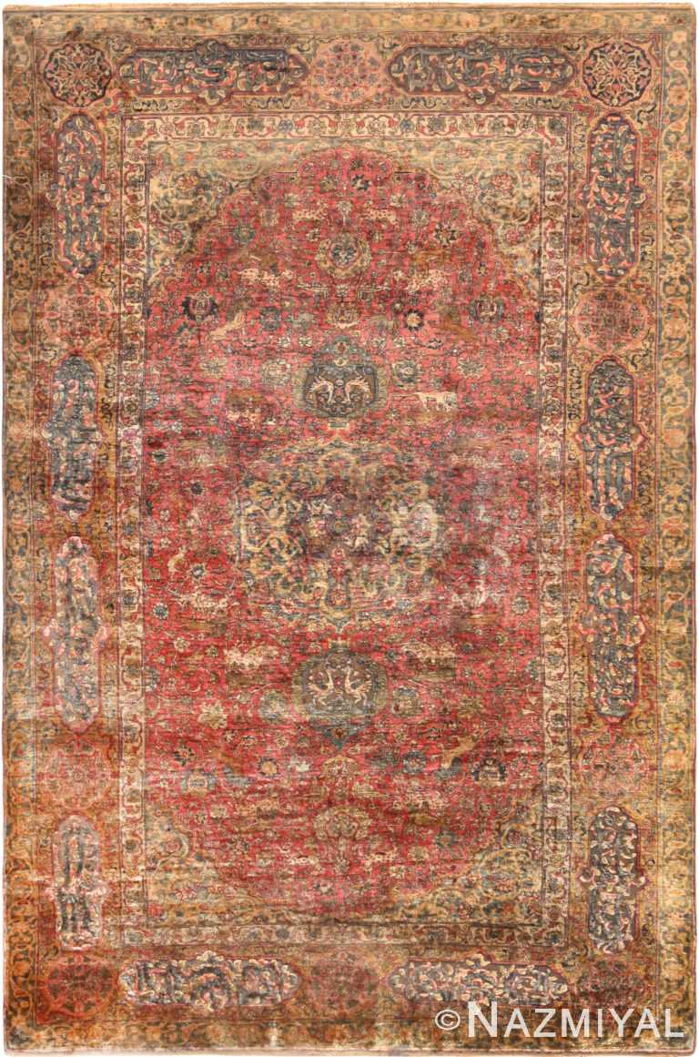 Antique Turkish Kum Kapi Silk And Metallic Thread Rug 72161 by Nazmiyal Antique Rugs