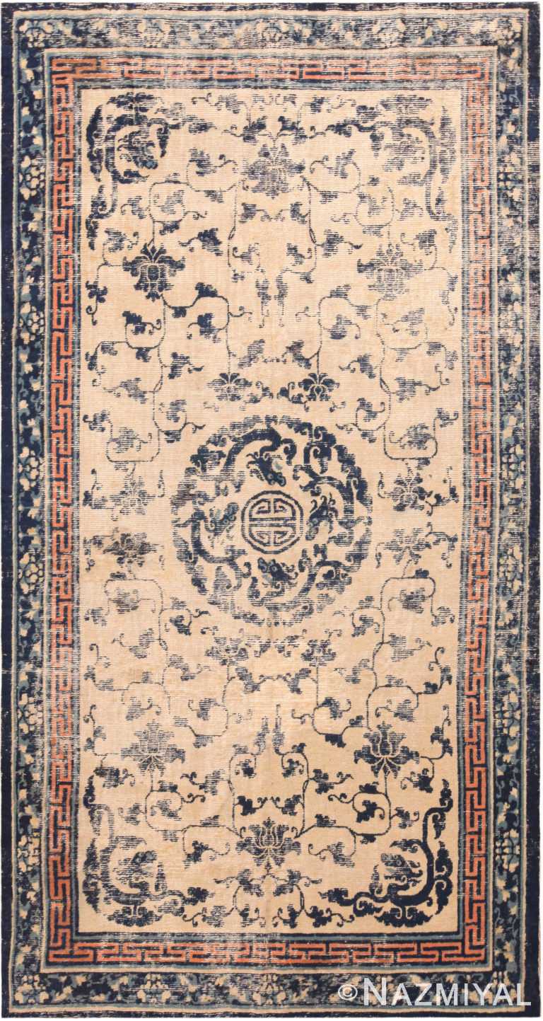 Early 19th Century Antique Chinese Ningxia Shabby Chic Rug 71582 by Nazmiyal Antique Rugs
