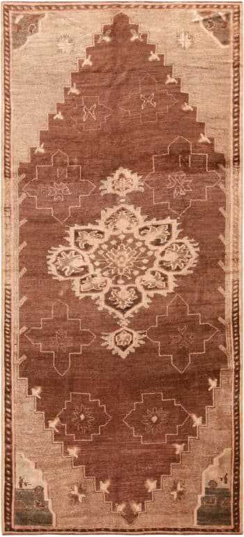 Oriental Design Brown Vintage Turkish Kars Rug 72302 By Nazmiyal Antique Rugs
