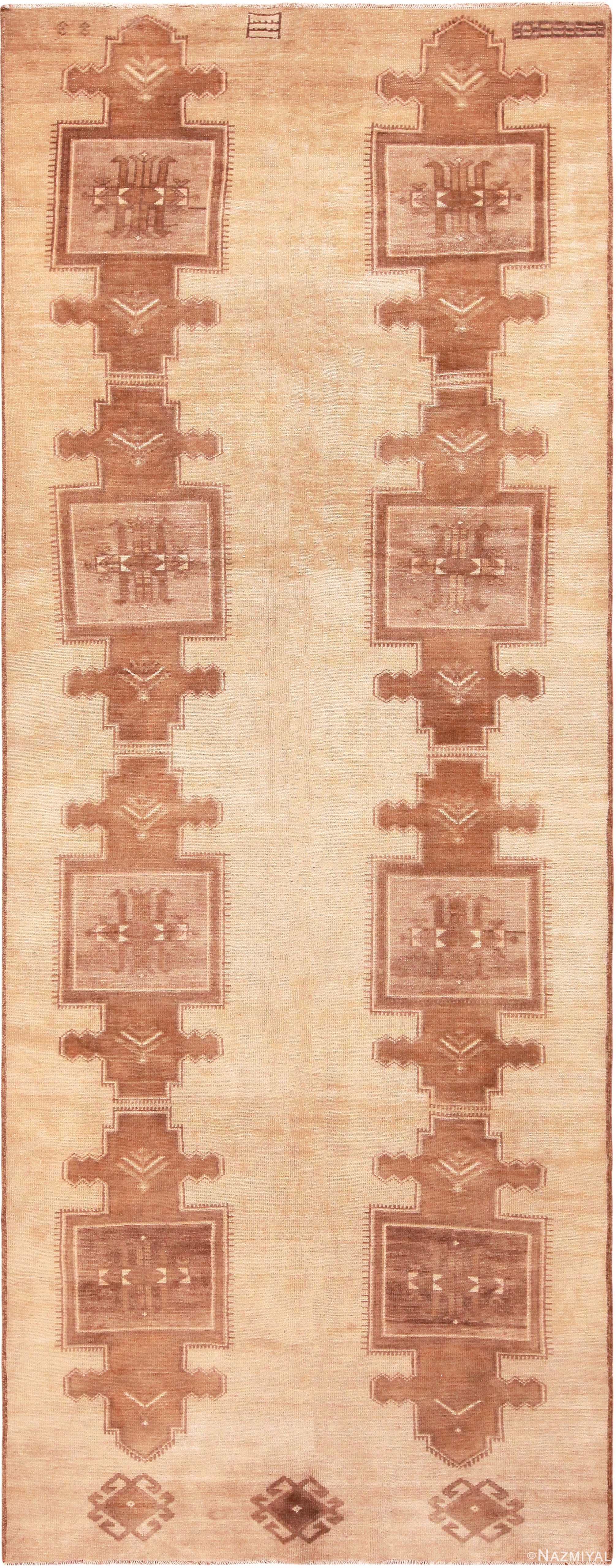 Gallery Size Primitive Geometric Vintage Turkish Kars Rug 72279 by Nazmiyal Antique Rugs