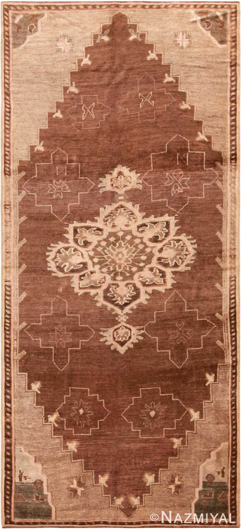 Oriental Design Brown Vintage Turkish Kars Rug 72302 By Nazmiyal Antique Rugs