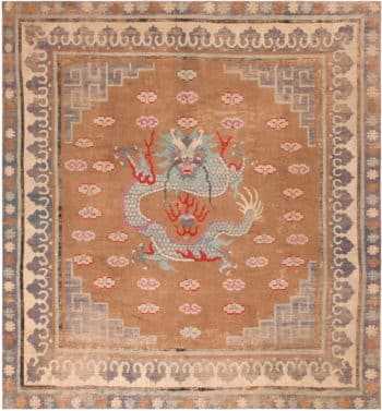 Antique Dragon Design Mongolian Rug 72319 by Nazmiyal Antique Rugs