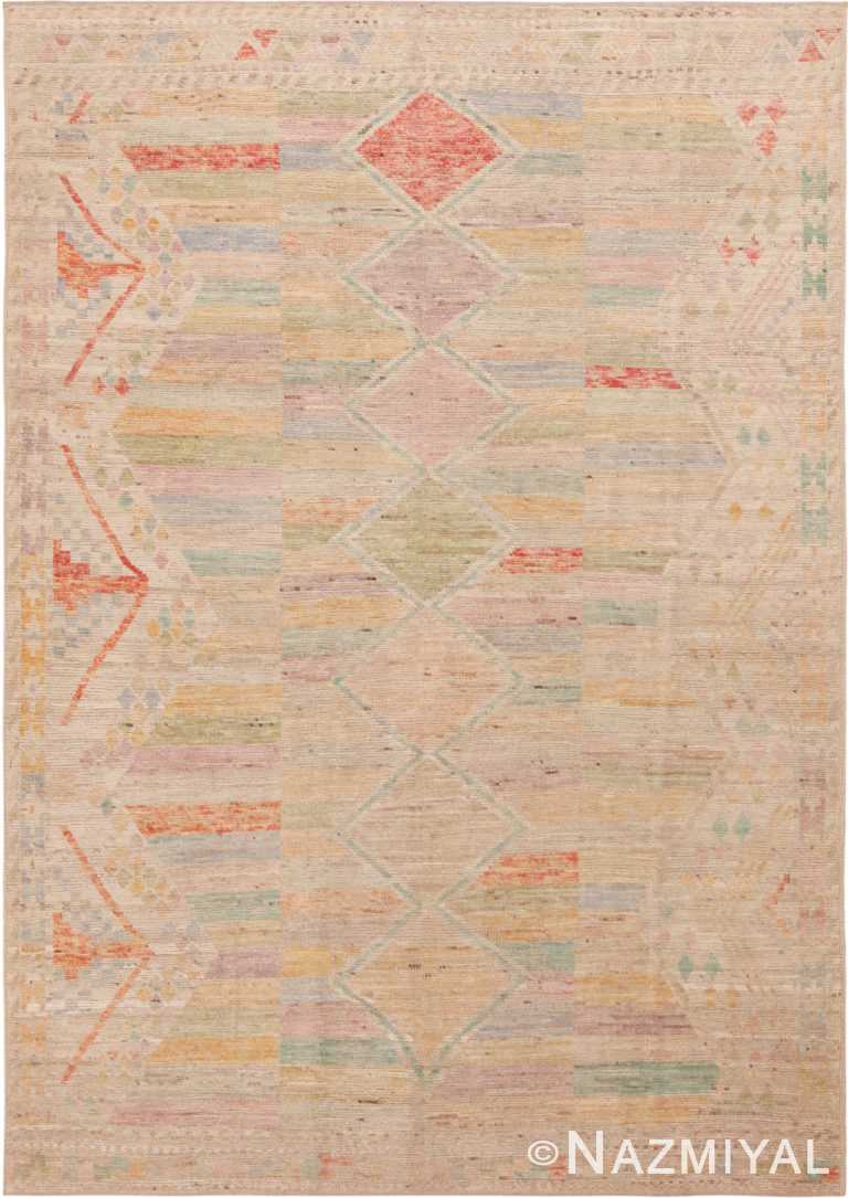 Colorful Modern Minimalist Area Rug 72262 by Nazmiyal Antique Rugs