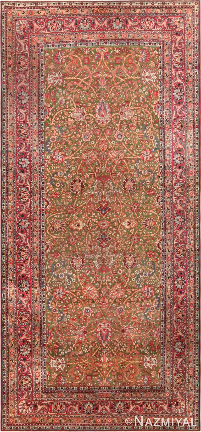 Gallery Size Antique Persian Tahran Rug 72247 by Nazmiyal Antique Rugs