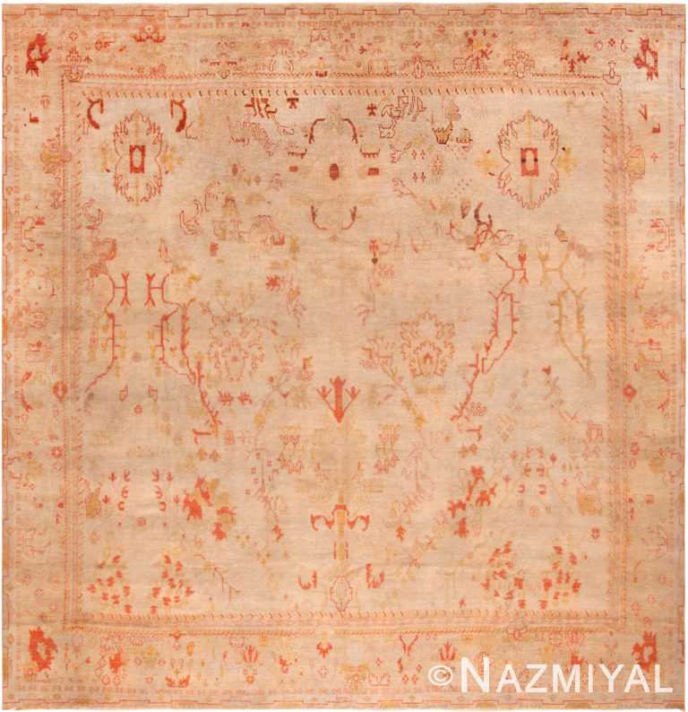 Square Antique Turkish Oushak Rug 71698 by Nazmiyal Antique Rugs