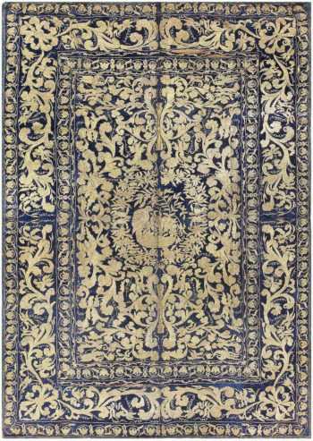 Blue Antique Balkan Embroidery Textile 72402 by Nazmiyal Antique Rugs