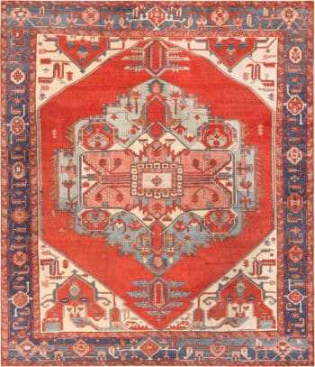 Geometric Antique Serapi Persian Area Rug 72254 by Nazmiyal Antique Rugs