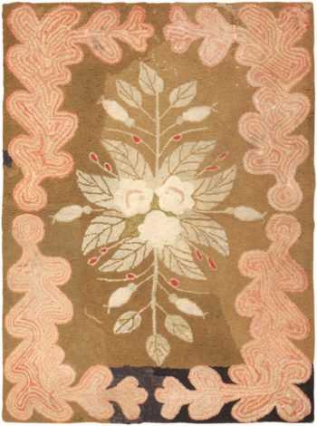 Small Antique Floral Hooked American Rug 72393 Nazmiyal Antique Rugs