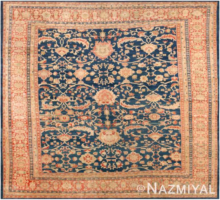 Blue Background Antique Persian Sultanabad Rug 72354 by Nazmiyal Antique Rugs