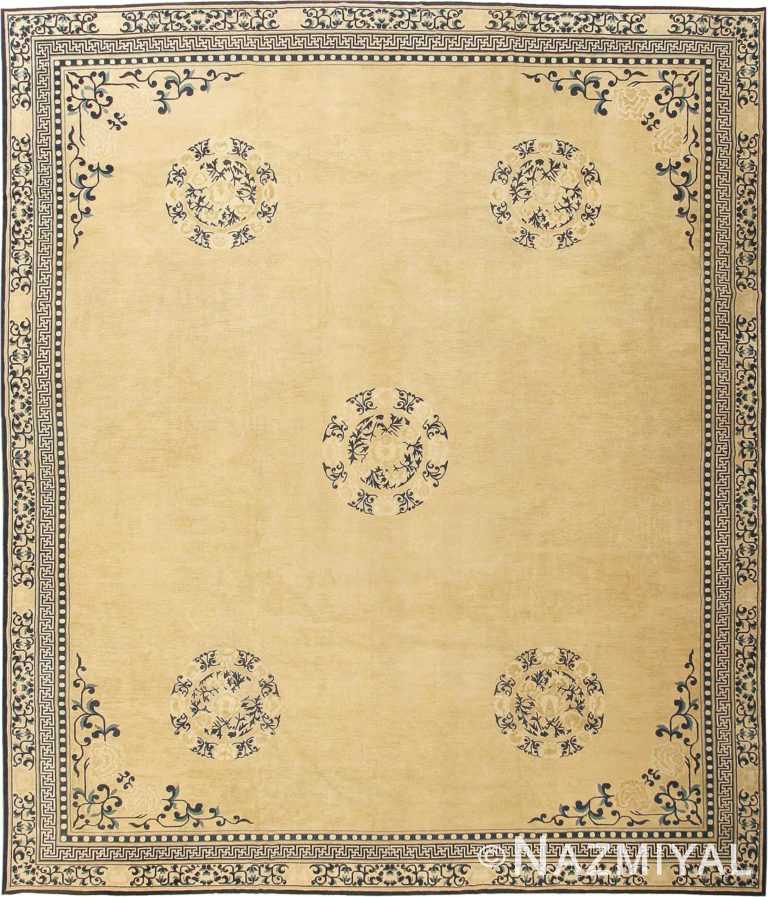 Decorative Antique Chinese Design Neutral Rug 72412 by Nazmiyal Antique Rugs