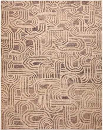 Contemporary Beige and Brown Textured Area Rug 11627 by Nazmiyal Antique Rugs