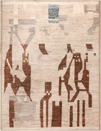 Large Abstract Primitive Design Modern Area Rug 11878 by Nazmiyal Antique Rugs
