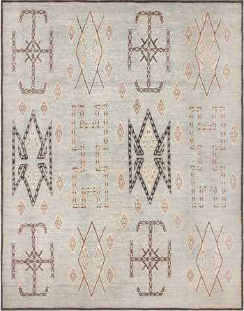 Pastel Tones Primitive Motifs Modern Large Rug 11806 by Nazmiyal Antique Rugs