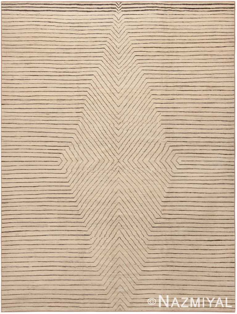 Trending Contemporary Modern Geometric Cream Tones Area Rug 11450 by Nazmiyal Antique Rugs