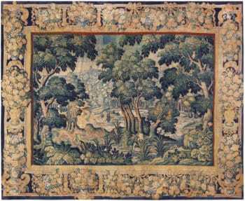17th Century Antique French Silk And Wool Verdure Tapestry 72574 by Nazmiyal Antique Rugs