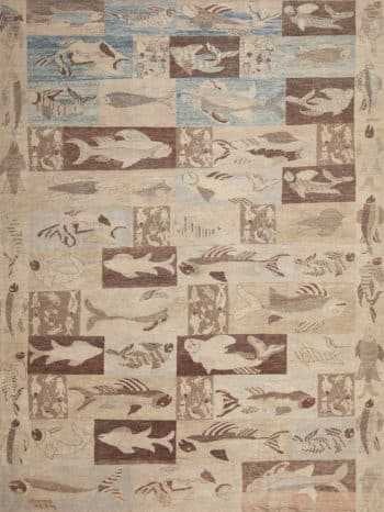 Artistic Aquatic Fish Design Contemporary Modern Area Rug 11564 by Nazmiyal Antique Rugs