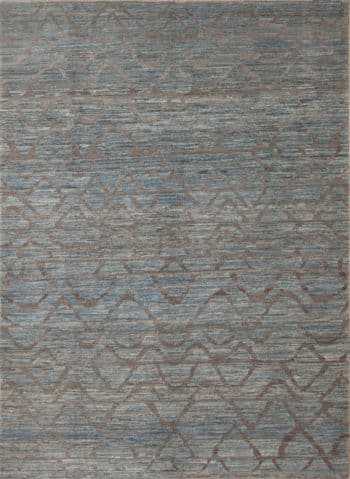 Blue And Brown Contemporary Abstract Wavy Design Modern Area Rug 11296 by Nazmiyal Antique Rugs