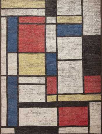Contemporary Artistic Piet Mondrian Inspired Modern Art Area Rug 11613 by Nazmiyal Antique Rugs