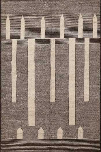 Contemporary Tribal Black And White Modern Handmade Area Rug 11248 by Nazmiyal Antique Rugs