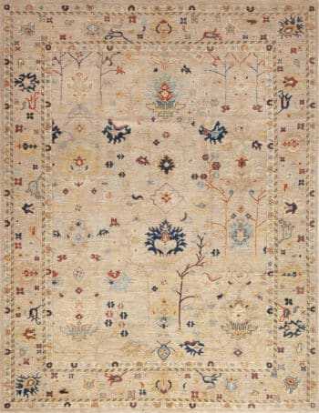 Contemporary Tribal Room Size Turkish Oushak Design Modern Area Rug 11443 by Nazmiyal Antique Rugs
