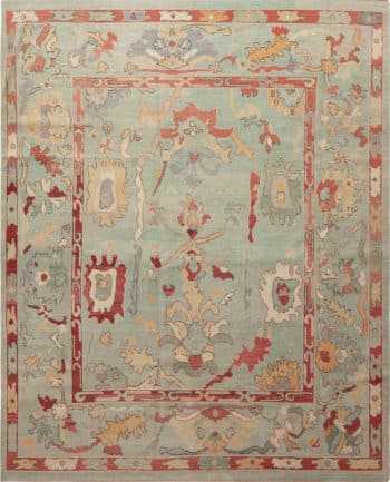 Decorative Seafoam Color Turkish Oushak Design Modern Contemporary Rug 11388 by Nazmiyal Antique Rugs