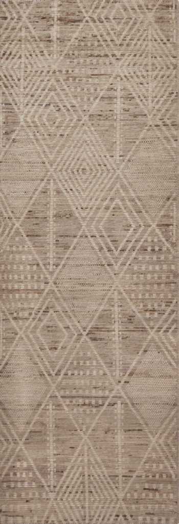 Earthy Tribal Geometric Modern Moroccan Berber Design Hallway Runner Rug 11174 by Nazmiyal Antique Rugs
