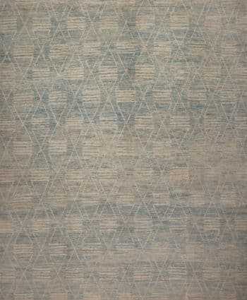 Large Washed Out Sky Blue Tribal Geometric Contemporary Modern Area Rug 11757 by Nazmiyal Antique Rugs