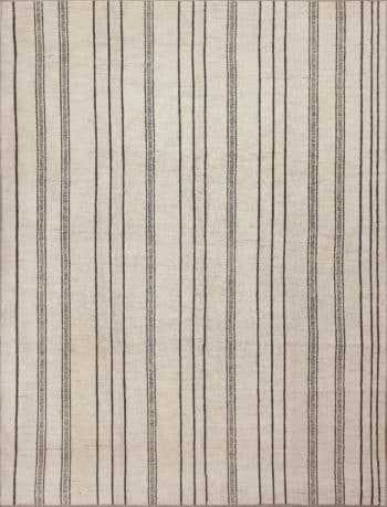 Minimalist Striped Cream Background Geometric Modern Area Rug 11473 by Nazmiyal Antique Rugs