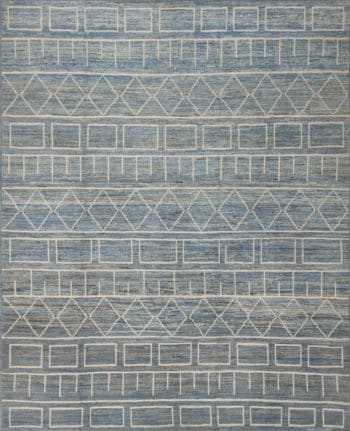 Modern Geometric Light Sky blue Background Tribal Contemporary Area Rug 11340 by Nazmiyal Antique Rugs