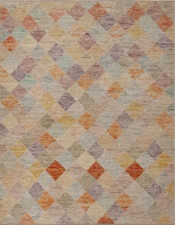 Rustic Colorful Geometric Diamond Design Contemporary Modern Area Rug 11221 by Nazmiyal Antique Rugs