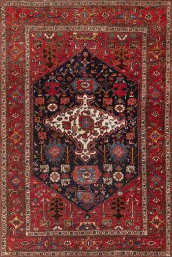 Small Durable Antique Tribal Harshang Design Persian Bidjar Area Rug 72557 by Nazmiyal Antique Rugs