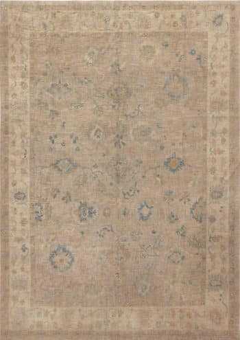 Soft Neutral Contemporary Modern Turkish Oushak Design Area Rug 11603 by Nazmiyal Antique Rugs