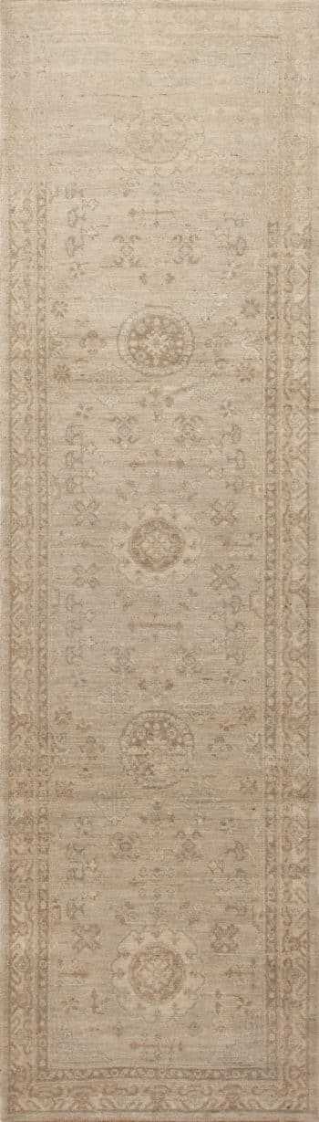 Soft Neutral Light Grey Khotan Design Hallway Runner Rug 11203 by Nazmiyal Antique Rugs