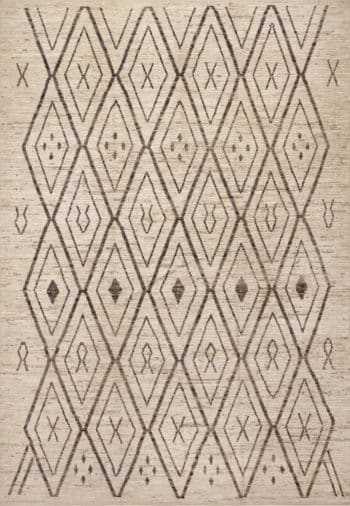 Tribal Geometric Moroccan Berber Beni Ourain Design Area Rug 11612 by Nazmiyal Antique Rugs