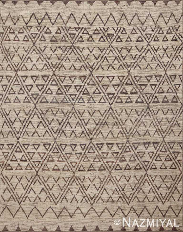 Contemporary Cream Earthy Brown Tribal Nomadic Geometric Design Modern Area Rug 11500 by Nazmiyal Antique Rugs