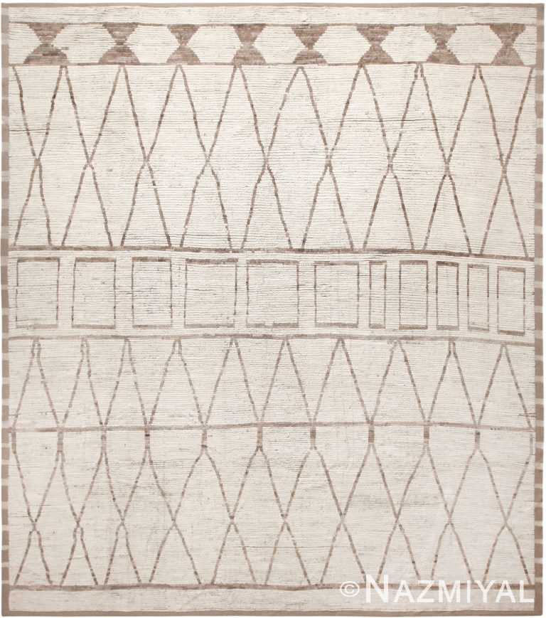 Geometric Ivory Modern Contemporary Decorative Area Rug 11879 by Nazmiyal Antique Rugs