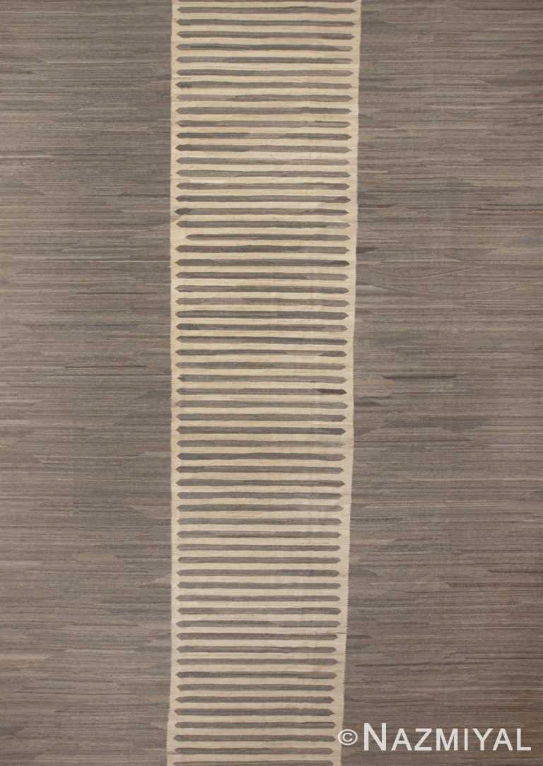 Grey Cream Modern Contemporary Flat Woven Geometric Kilim Rug 11811 by Nazmiyal Antique Rugs