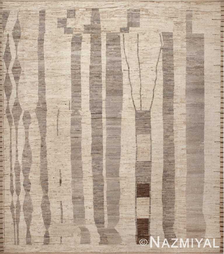 Large Tribal Square Shape Neutral Color Modern Contemporary Area Rug 11780 by Nazmiyal Antique Rugs