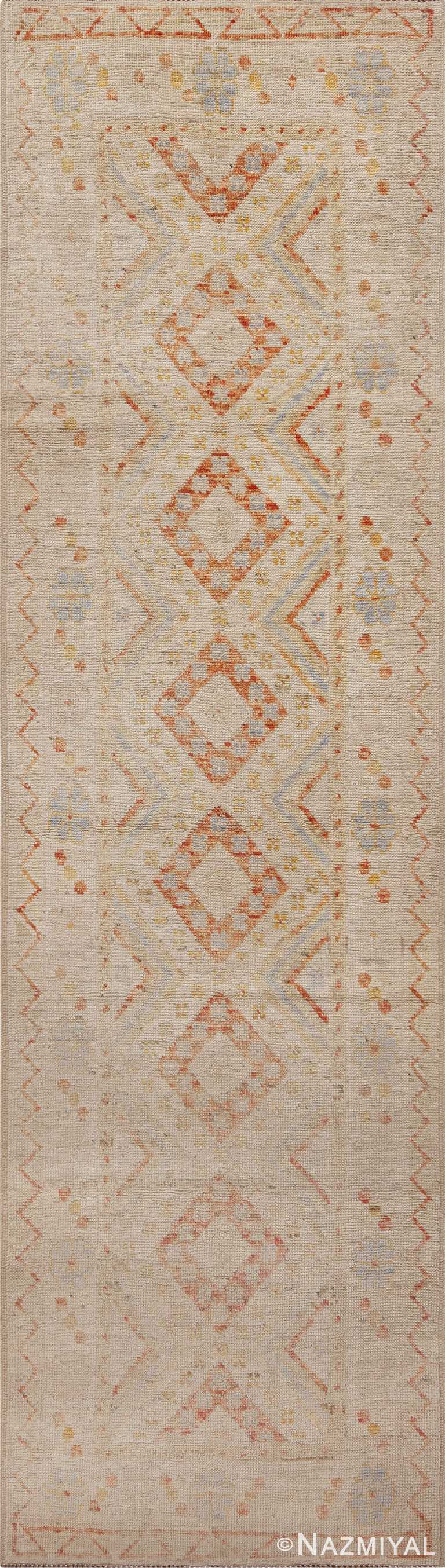 Modern Contemporary Tribal Geometric Rustic Hallway Runner Rug 11045 by Nazmiyal Antique Rugs